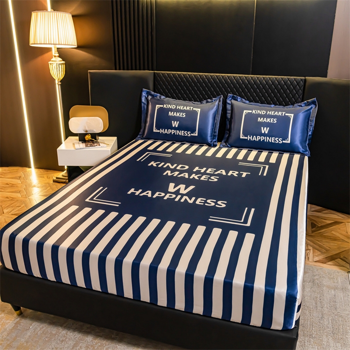 91家纺网 家纺一手货源 找家纺 梦舒羽 2025新款大版可水洗冰丝床笠宿舍床垫保护套三件套 开心一刻