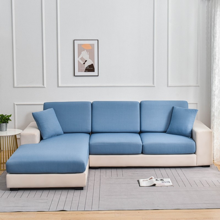 91家纺网 家纺一手货源 找家纺 兴妮雅家纺 2024新款冰丝面料组合沙发垫套 雾蓝