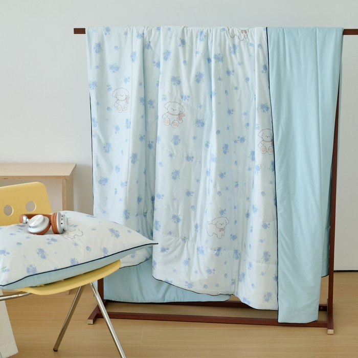 91家纺网 家纺一手货源 找家纺 吾诺家居 2024新款凉感冰柔丝印花夏被 蓝玫瑰