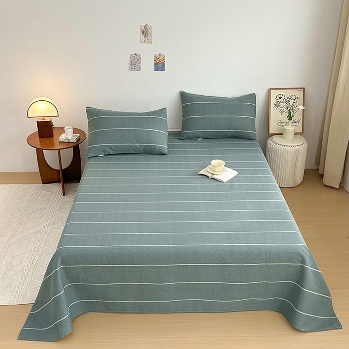 91家纺网 家纺一手货源 找家纺 雨洋2025新款直播爆款老粗布凉席 墨绿细条