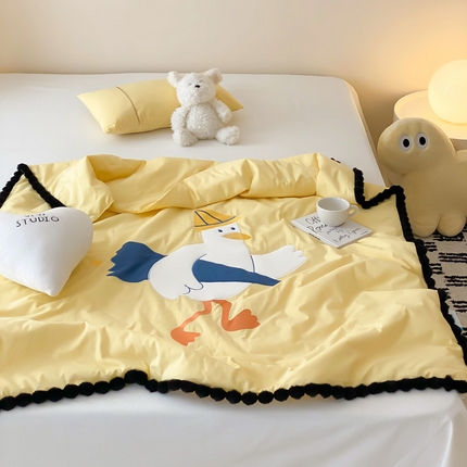 喜多兔儿童家纺 2024新品全棉水洗棉夏被空调被小安馨被子 黄色小鸭子