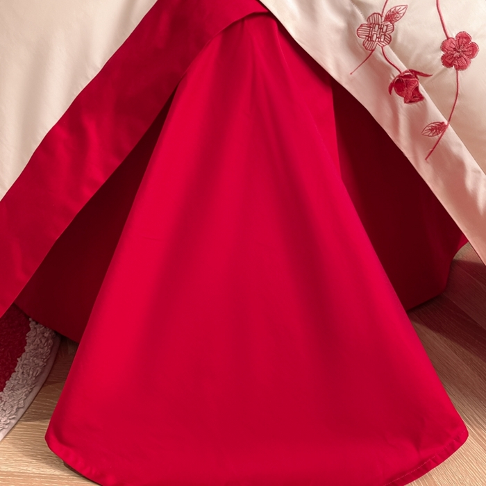 91家纺网 家纺一手货源 找家纺 遇见家居生活馆 2024新款全棉刺绣婚庆四件套 幸福约定-奶昔白