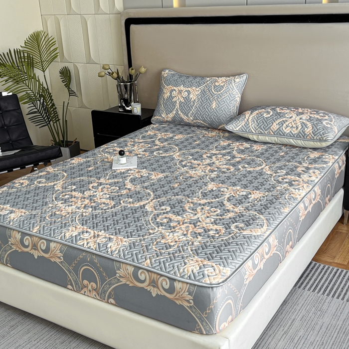 91家纺网 家纺一手货源 找家纺 诺梵 2024年凉感丝印花乳胶凉席床笠三件套 罗马假日