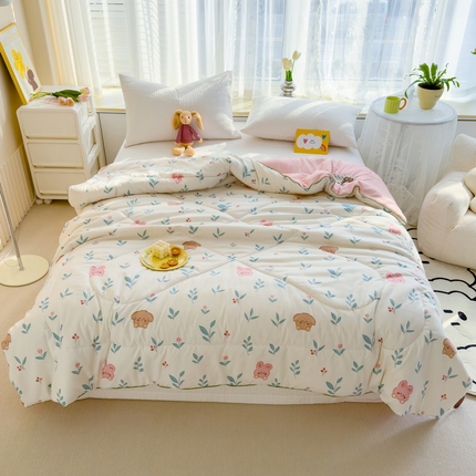 91家纺网 家纺一手货源 找家纺 （总）花言狐语 2025新款A类水洗泡泡棉大豆纤维夏凉被