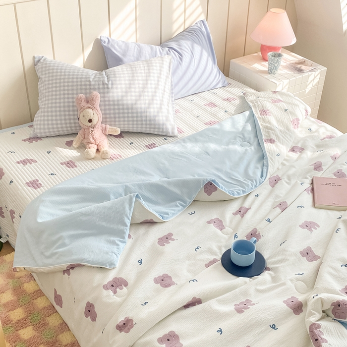 91家纺网 家纺一手货源 找家纺 羋多家纺 2024新款麻绳印花小米棉夏被云感泡芙棉被子泡泡纱单夏被（另有单独床盖）欢乐颂