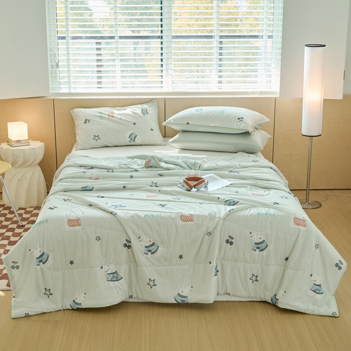 91家纺网 家纺一手货源 找家纺 吾诺家居 2024新款凉感冰柔丝印花夏被 星星狗