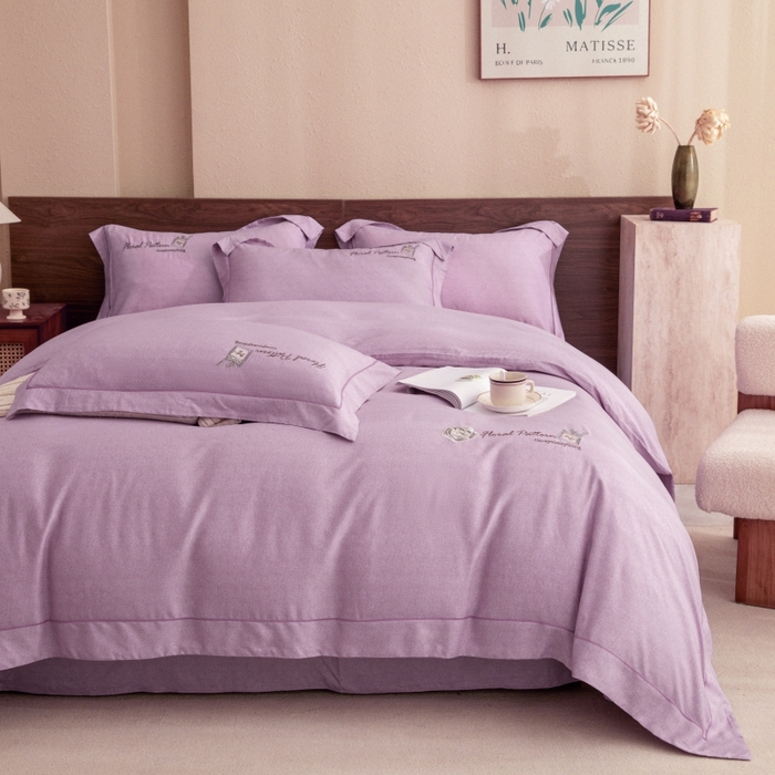 91家纺网 家纺一手货源 找家纺 绒博士 2024新款120支天丝棉四件套-玛奇朵 紫色