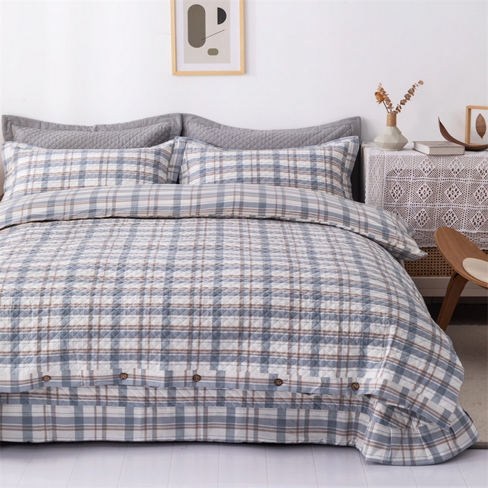 91家纺网 家纺一手货源 找家纺 优乐家纺 2025新款全棉水洗纯棉夹棉绗缝加厚四件套 纽爱格兰