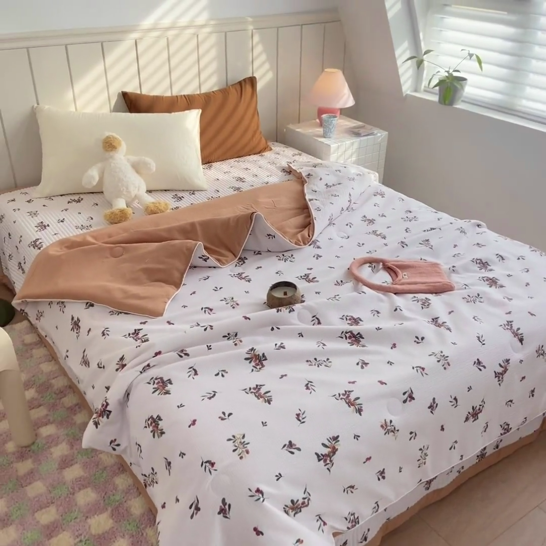 91家纺网 家纺一手货源 找家纺 羋多家纺 2024新款麻绳印花小米棉夏被云感泡芙棉被子泡泡纱单夏被（另有单独床盖）繁华