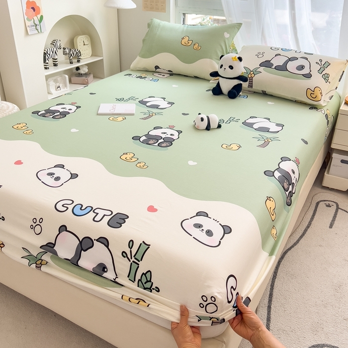 91家纺网 家纺一手货源 找家纺 优眠坊 2025新款全棉单床笠 大熊猫