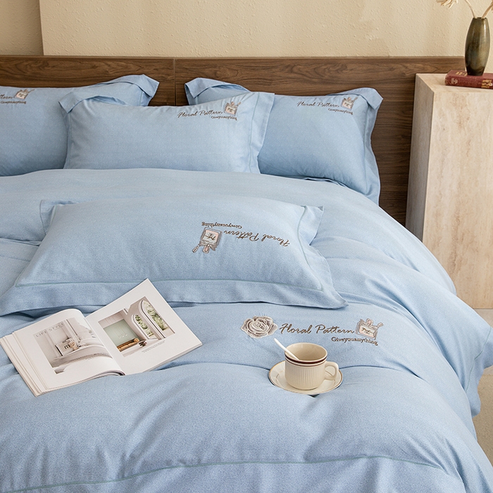 91家纺网 家纺一手货源 找家纺 绒博士 2024新款120支天丝棉四件套-玛奇朵 兰色