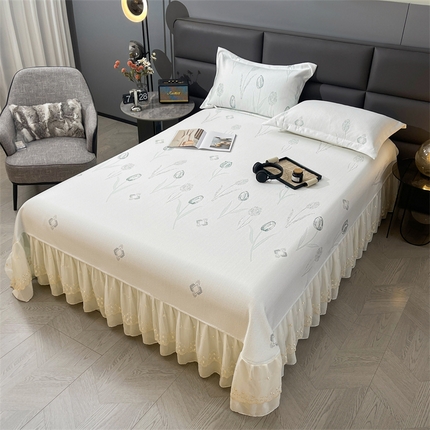 恒爱2024新款冰感豆豆床单款凉席 水仙百合-绿