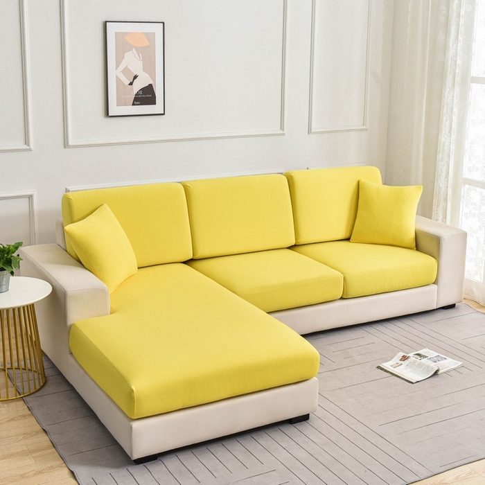 91家纺网 家纺一手货源 找家纺 兴妮雅家纺 2024新款冰丝面料组合沙发垫套 黄色