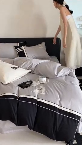 91家纺网 家纺一手货源 找家纺 MIU缪家居-2024新款100支全棉四件套-航海日记 自由号（灰）