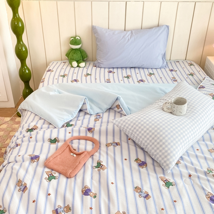 91家纺网 家纺一手货源 找家纺 羋多家纺 2024新款麻绳印花小米棉夏被云感泡芙棉被子泡泡纱单夏被（另有单独床盖）开心乐园