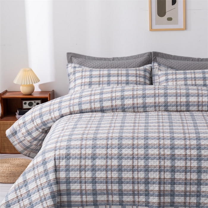 91家纺网 家纺一手货源 找家纺 优乐家纺 2025新款全棉床盖三件套水洗纯棉夹棉绗缝加厚铺盖 纽爱格兰