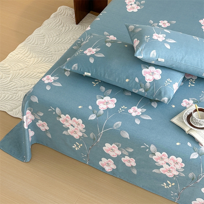 91家纺网 家纺一手货源 找家纺 雨洋2025新款直播爆款老粗布凉席 花语漫舞