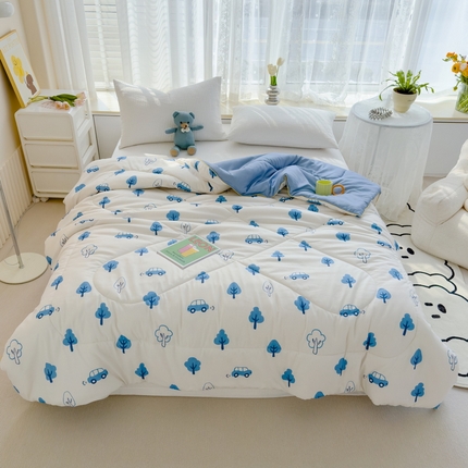 91家纺网 家纺一手货源 找家纺 （总）花言狐语 2025新款A类水洗泡泡棉大豆纤维夏凉被