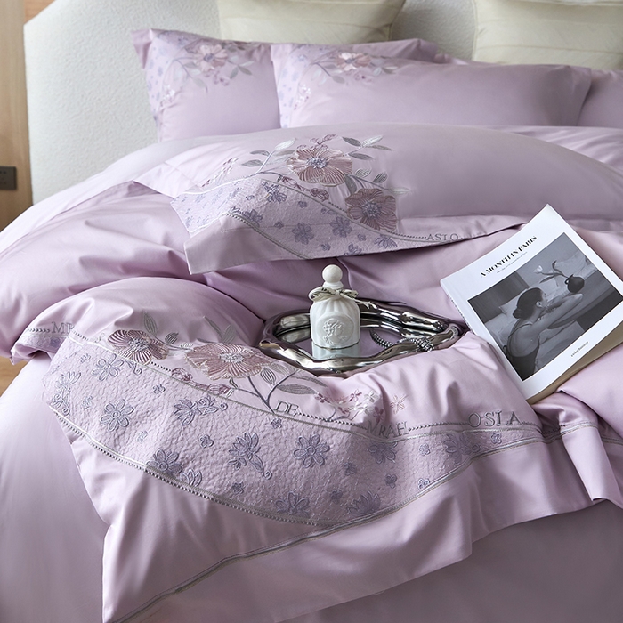 91家纺网 家纺一手货源 找家纺 （总）红番天家居馆 2025新款长绒棉全棉绣花四件套--花间意境系列