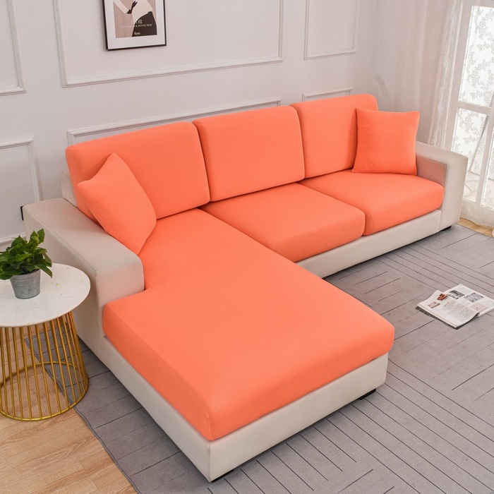 91家纺网 家纺一手货源 找家纺 兴妮雅家纺 2024新款冰丝面料组合沙发垫套 活力橙