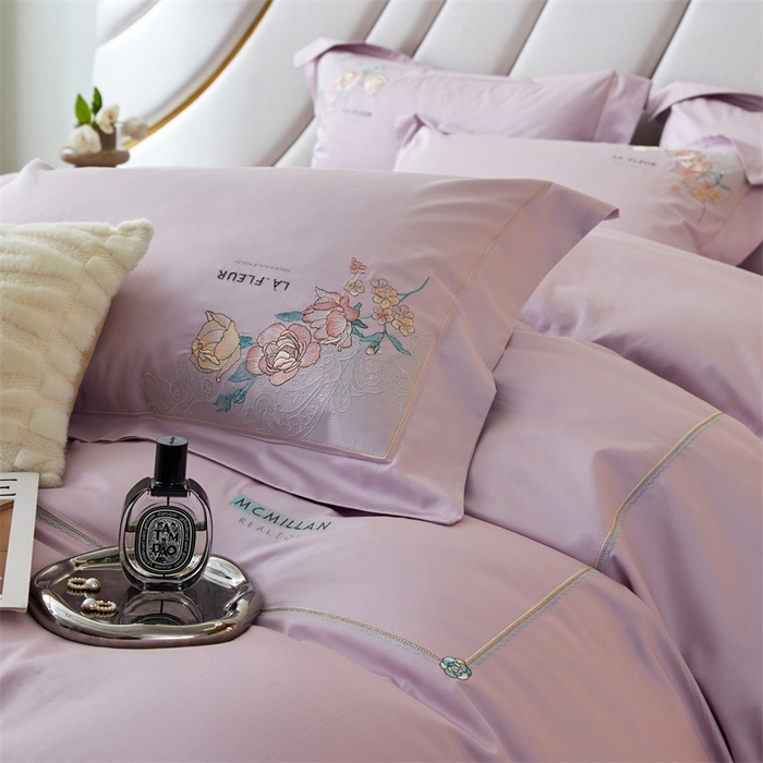 91家纺网 家纺一手货源 找家纺 红番天家居馆 全棉长绒棉刺绣四件套-艾伦系列 艾伦 海葵紫