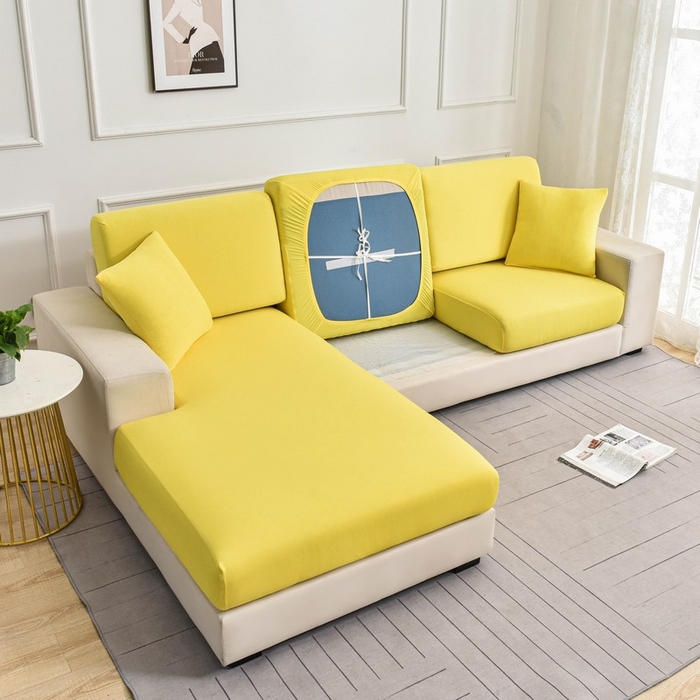 91家纺网 家纺一手货源 找家纺 兴妮雅家纺 2024新款冰丝面料组合沙发垫套 黄色