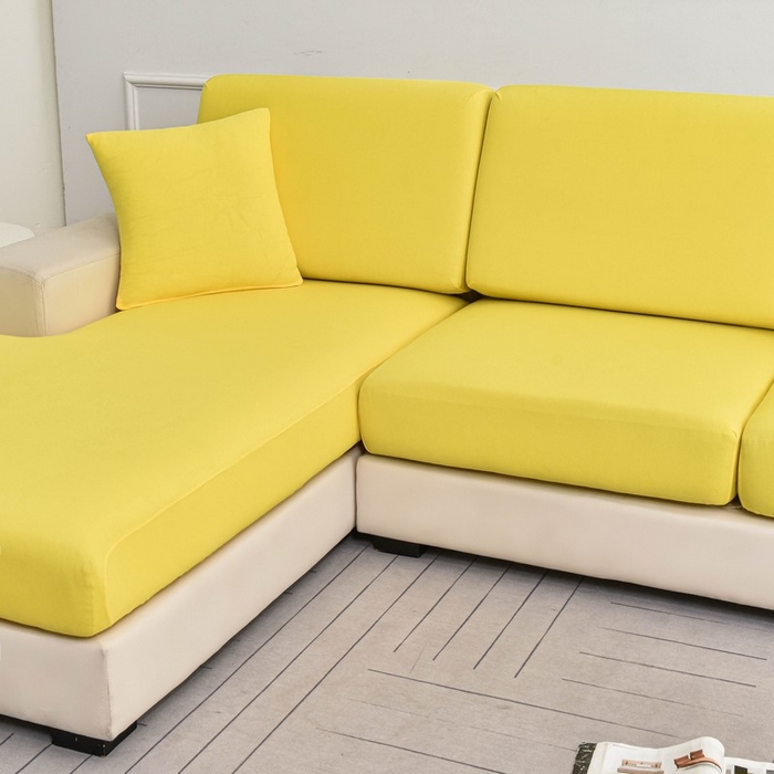 91家纺网 家纺一手货源 找家纺 兴妮雅家纺 2024新款冰丝面料组合沙发垫套 黄色