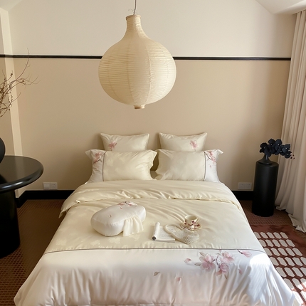 91家纺网 家纺一手货源 找家纺 MIU缪家居-2024新款100支天丝棉提花四件套-木兰诗语 木兰诗语（米金）