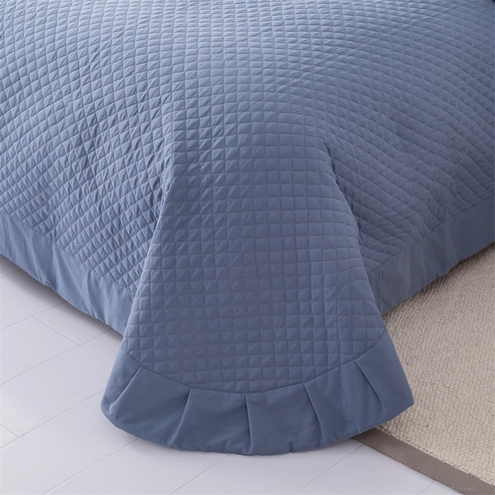 91家纺网 家纺一手货源 找家纺 优乐家纺 2025新款全棉水洗纯棉夹棉绗缝加厚四件套 经典蓝