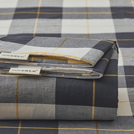 居眠 2024新款全棉色织单纯水洗棉无印 床笠 莱茵格 藏青
