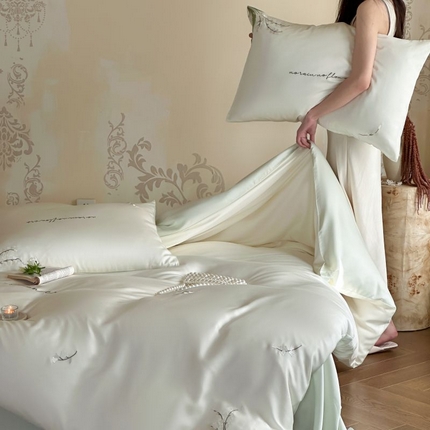 初拾 2024新款A类天丝棉刺绣四件套-郁金香铃兰花 铃兰花