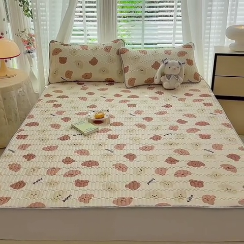 91家纺网 家纺一手货源 找家纺 佳梦达 2025新款0.4厚度印花凉感丝乳胶凉席 趣味狗