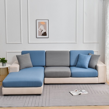 91家纺网 家纺一手货源 找家纺 兴妮雅家纺 2024新款冰丝面料组合沙发垫套 蓝拼灰