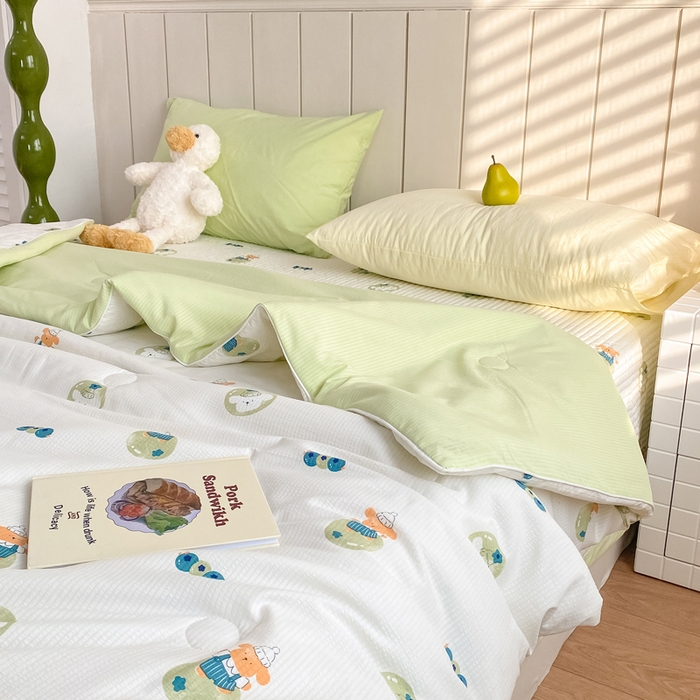 91家纺网 家纺一手货源 找家纺 羋多家纺 2024新款麻绳印花小米棉夏被云感泡芙棉被子泡泡纱单夏被（另有单独床盖）泡泡部落