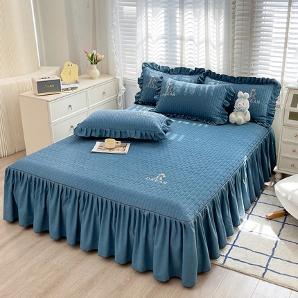 91家纺网 家纺一手货源 找家纺 （总）家之硕 2024新款春秋款靓丝棉床裙款四件套