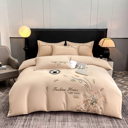 孟鑫 2025新款臻柔棉绣花四件套花韵系列 花韵-奶卡