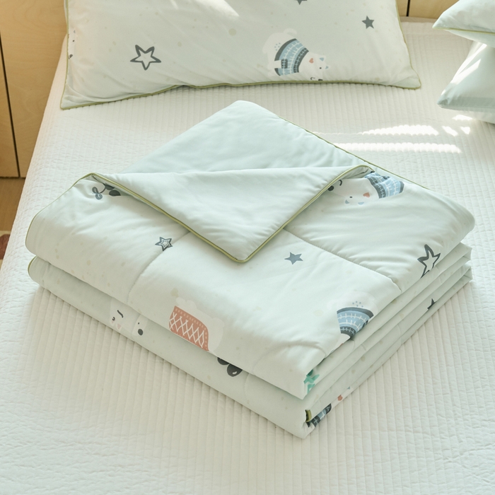 91家纺网 家纺一手货源 找家纺 吾诺家居 2024新款凉感冰柔丝印花夏被 星星狗