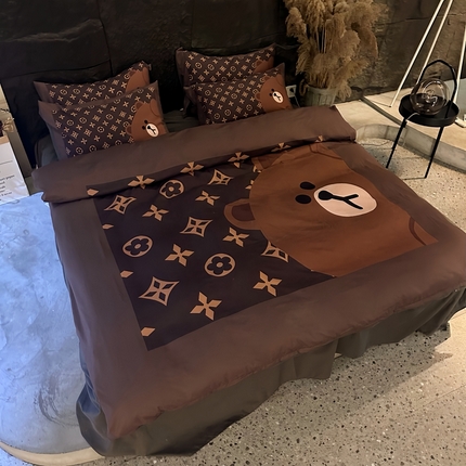 丽斐纺织 2024新款双面磨毛数码印花四件套 磨毛熊大