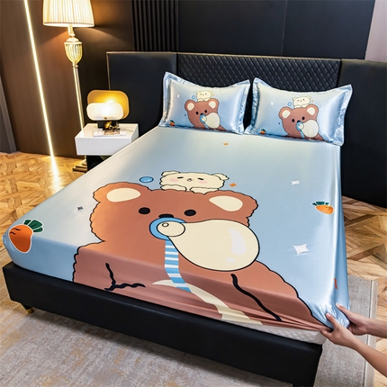 91家纺网 家纺一手货源 找家纺 （总）梦舒羽 2025新款大版可水洗冰丝床笠宿舍床垫保护套三件套