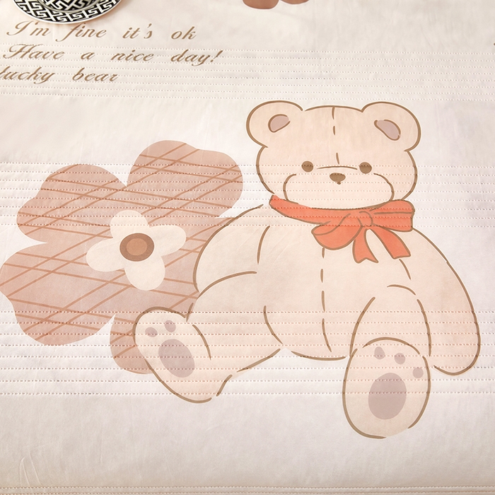 91家纺网 家纺一手货源 找家纺 牛魔王 2025新款冰丝凉感丝夏被 花朵熊-米