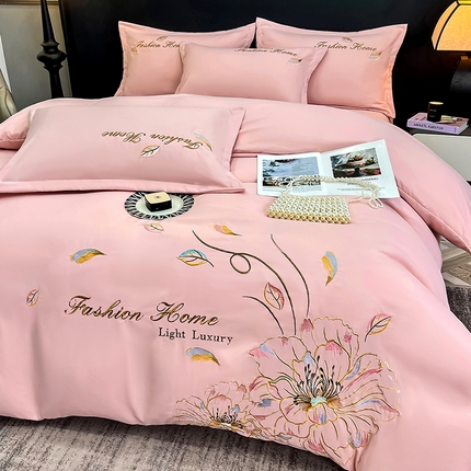 孟鑫 2025新款臻柔棉绣花四件套花韵系列 花韵-樱花粉
