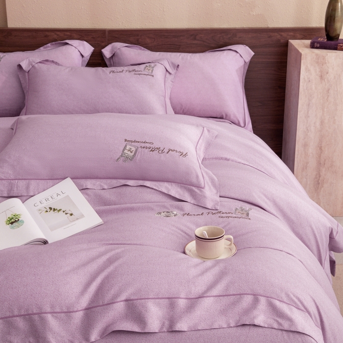 91家纺网 家纺一手货源 找家纺 绒博士 2024新款120支天丝棉四件套-玛奇朵 紫色