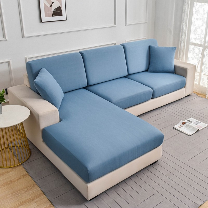 91家纺网 家纺一手货源 找家纺 兴妮雅家纺 2024新款冰丝面料组合沙发垫套 雾蓝