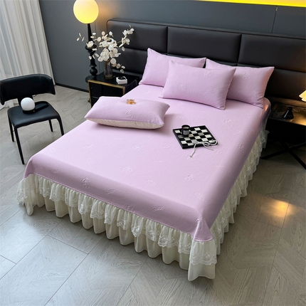 91家纺网 家纺一手货源 找家纺 恒爱2024新款冰感豆豆床单款凉席 樱桃 浪漫紫