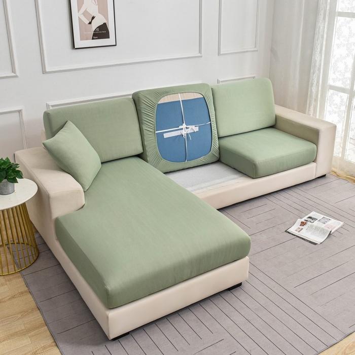 91家纺网 家纺一手货源 找家纺 兴妮雅家纺 2024新款冰丝面料组合沙发垫套 抹茶绿