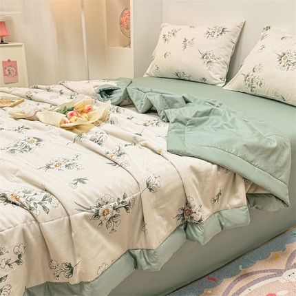 91家纺网 家纺一手货源 找家纺 简宜家居（朝初家纺） 2025新款40支全棉大豆夏被 纯洁