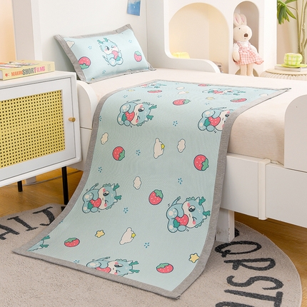 91家纺网 家纺一手货源 找家纺 萌宝家纺 2024新款A类7A抗菌儿童冰藤席卡通软席幼儿园冰丝席可定制 萌龙