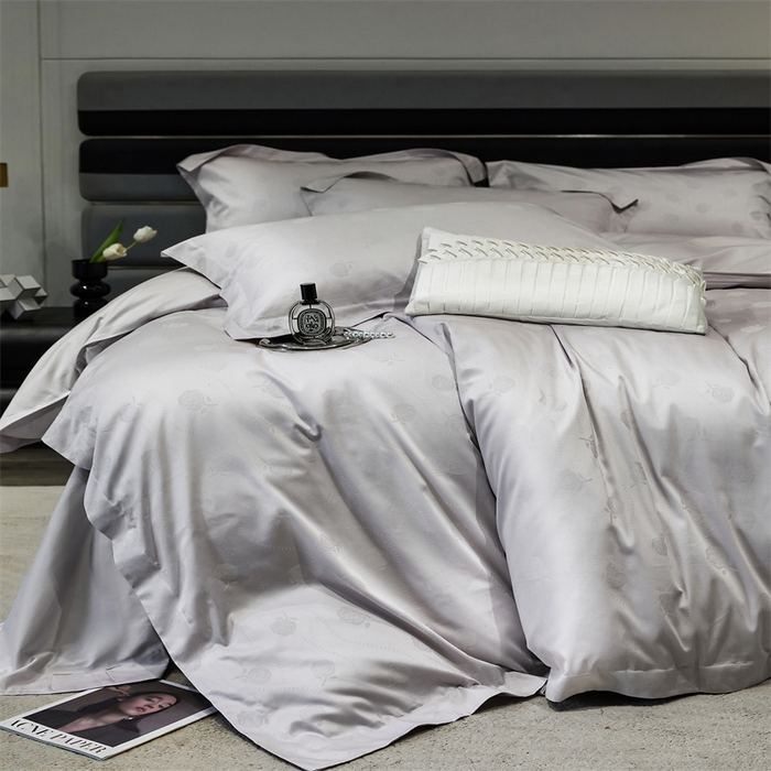 91家纺网 家纺一手货源 找家纺 红番天家居馆 2025新款长绒棉全棉提花四件套--格林系列 格林 棠梨紫