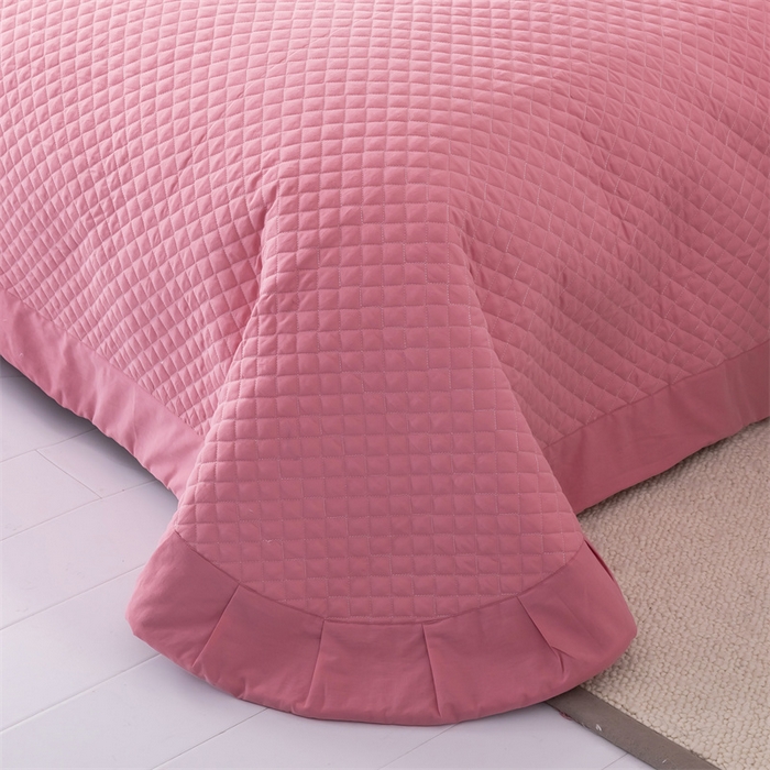 91家纺网 家纺一手货源 找家纺 优乐家纺2025新款全棉床盖三件套水洗纯棉夹棉绗缝加厚铺盖 活力豆沙