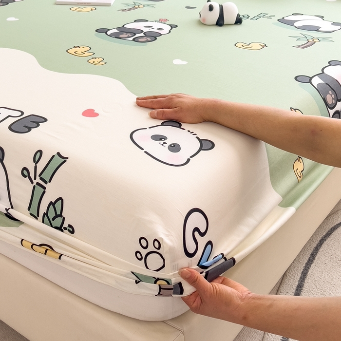 91家纺网 家纺一手货源 找家纺 优眠坊 2025新款全棉单床笠 大熊猫